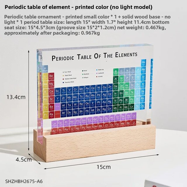 Elementos químicos de alta definición, mesa periódica, regalos decorativos realistas 3D para sala de estudio, adornos de escritorio, estilo americano