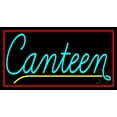 thumbnail image 1 of Cursive Canteen With Red Border LED Neon Sign 13 x 24 - inches, Clear Edge Cut Acrylic Backing, with Dimmer - Bright and Premium built indoor LED Neon Sign for restaurant window and interior decor., 1 of 7