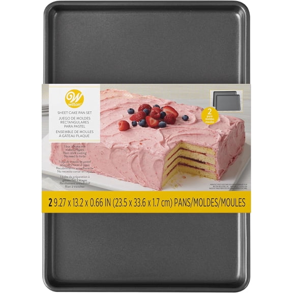Wilton Easy Layers Sheet Cake Pan, Rectangle 2-Piece Baking Sheets Set, Steel