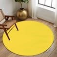 thumbnail image 3 of Lemon Yellow Round Rugs 5ft, Farmhouse Solid Yellow Color Modern Art Non Slip Washable Rug Runner, Low Pile Indoor Floor Carpet Mat Bathroom Rugs for Living Room, Bedroom, Kids Room, 3 of 9