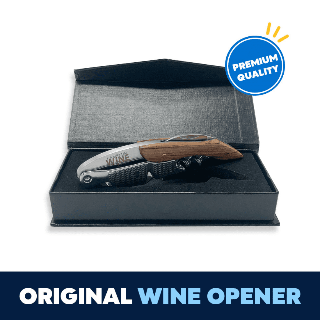 Premium Waiter’s Corkscrew & Wine Opener With a Comfortable Rosewood Handle Includes Magnetic Gift Box by Hampton Wine Gadgets Wine and Beer Bottle Opener For Bartenders and Waiters 