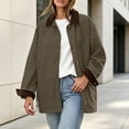 thumbnail image 6 of DISKEBUISS Women's Barn Jacket Corduroy Collar Work Coat Button Front Mid Length Outerwear with Pockets for Fall Winter, 6 of 8