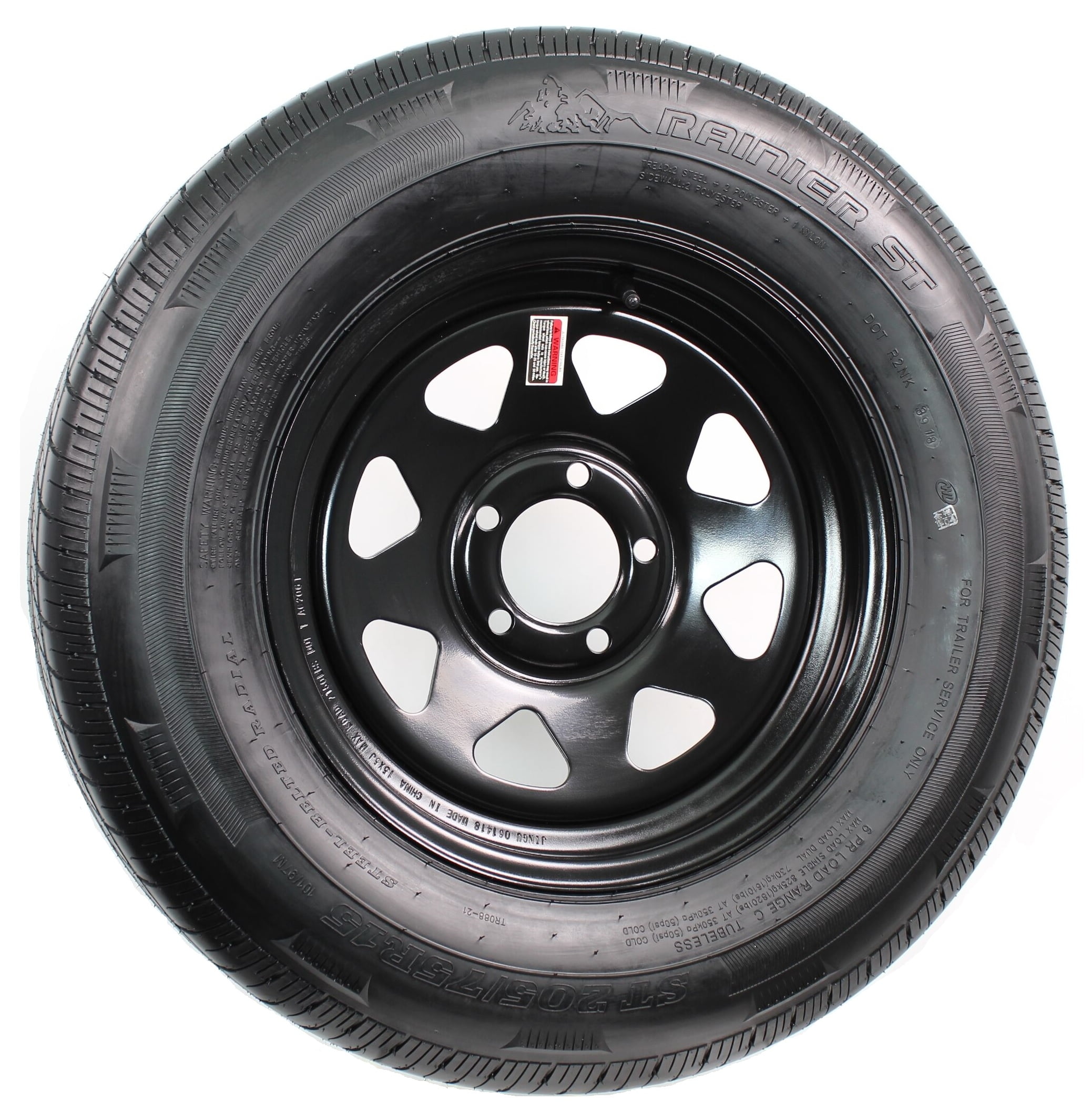 eCustomRim Radial Trailer Tire and Rim ST205/75R15 LRD 15X5 5-4.5 White Spoke 