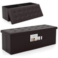 thumbnail image 1 of Costway 43 Inches Folding Storage Ottoman Bench with Side Pocket Storage Chest Brown, 1 of 10