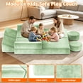 thumbnail image 6 of 12PCS Modular Kids Play Couch, Toddler Sofa, Children Creative Convertible Foam Sofa Living Room Sectional Couch for Boys Girls 3-8, Green, 6 of 8