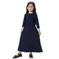 thumbnail image 1 of Rhuody Robe d'Été pour Filles Robe Maxi à Manches Longues Couleur Unie Col Rond Robe Soleil Tenue Décontractée Bleu 6-7 Ans, 1 of 7