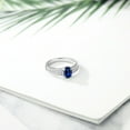 thumbnail image 4 of Gem Stone King 925 Sterling Silver Blue Created Sapphire Engagement Ring for Women (2.08 Cttw, Oval 8X6MM, Gemstone September Birthstone, Available in Size 5, 6, 7, 8, 9), 4 of 4