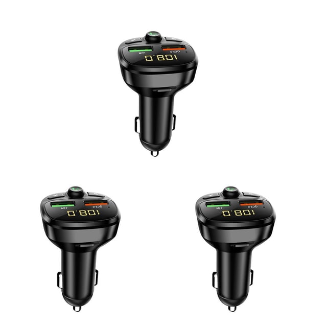 Guardoinrt Dual Ports Car QC3.0 Fast Charger Bluetooth MP3 Player Wireless Audio Transmitter Car Radio Audio Adapter USB Fast Charging Part 3Set