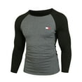 thumbnail image 1 of Nueva camiseta de otoño e invierno para hombre, camiseta de cuello redondo, jersey ajustado con mangas raglán a juego de colores Pompotops oipoqjl7689, 1 of 1