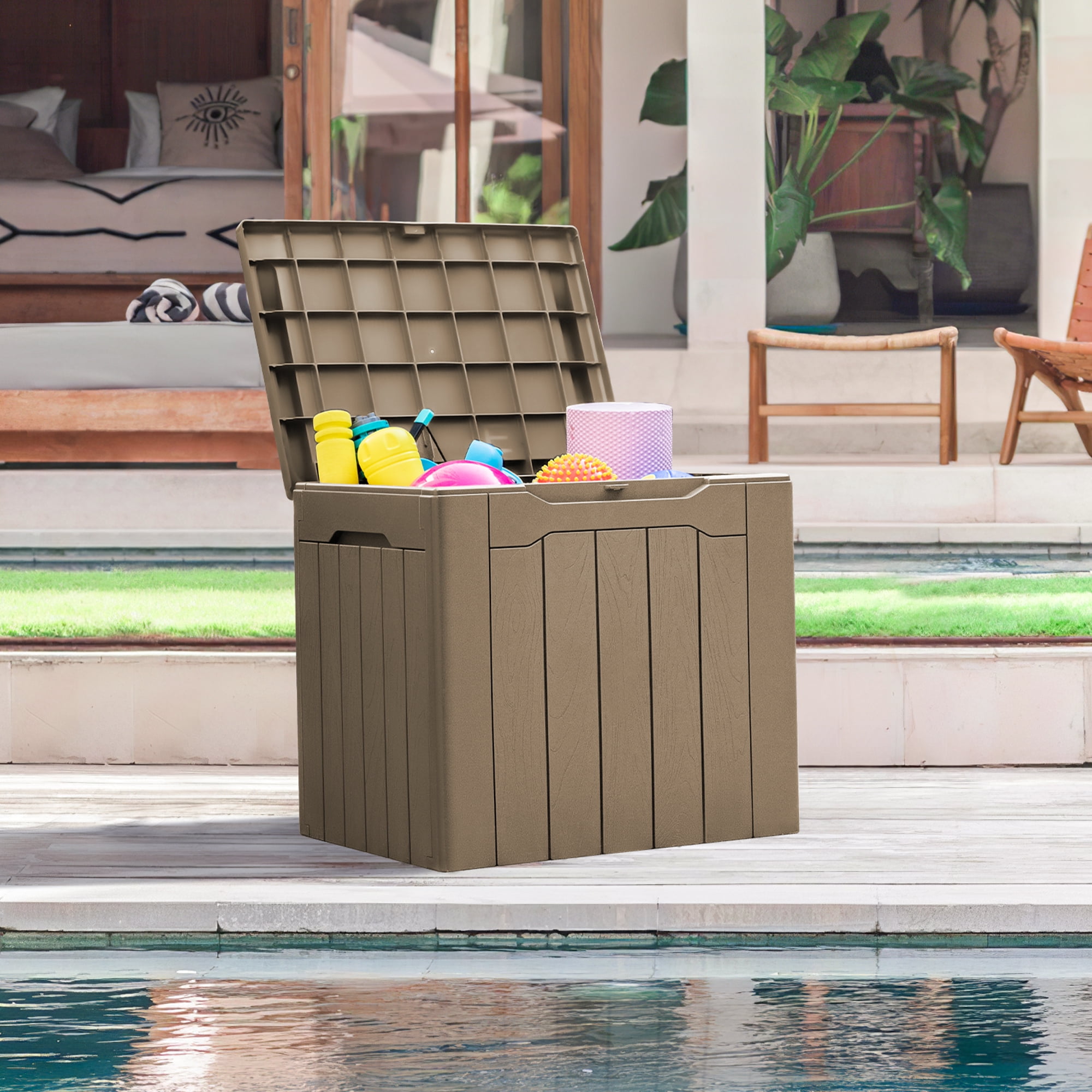 Homall 31 Gallon Outdoor Deck Box In Resin with Seat, Black 