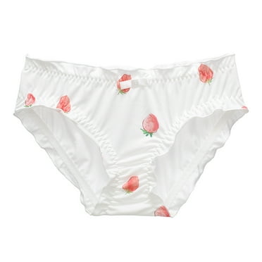 Cute Kawaii Strawberry Milkshake Girl Panties Ladies Briefs Women Underwear Pink Bear Bow-Tied Tanga Pure Cotton Comfort Student
