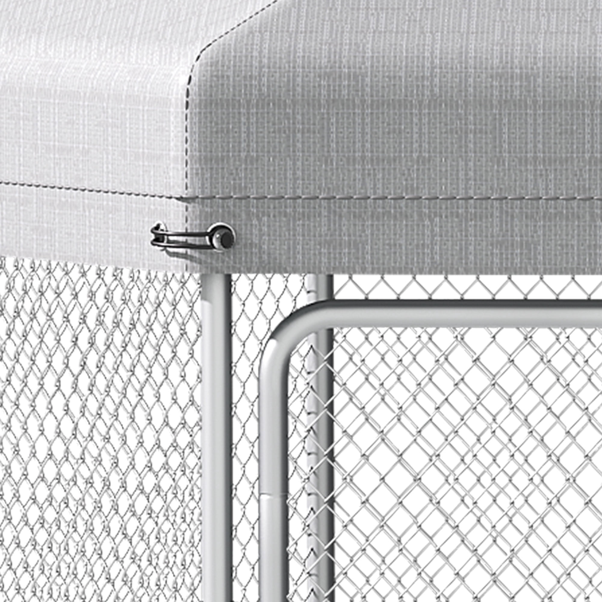 ModFusion 9.8×8.2 ft Large Outdoor Dog Kennel, Heavy Duty Galvanized Steel with Waterproof Cover, Sliver