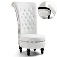 thumbnail image 1 of AVAWING High Back Royal Chair, Velvet Armless Throne Chair with Storage, White, 1 of 7