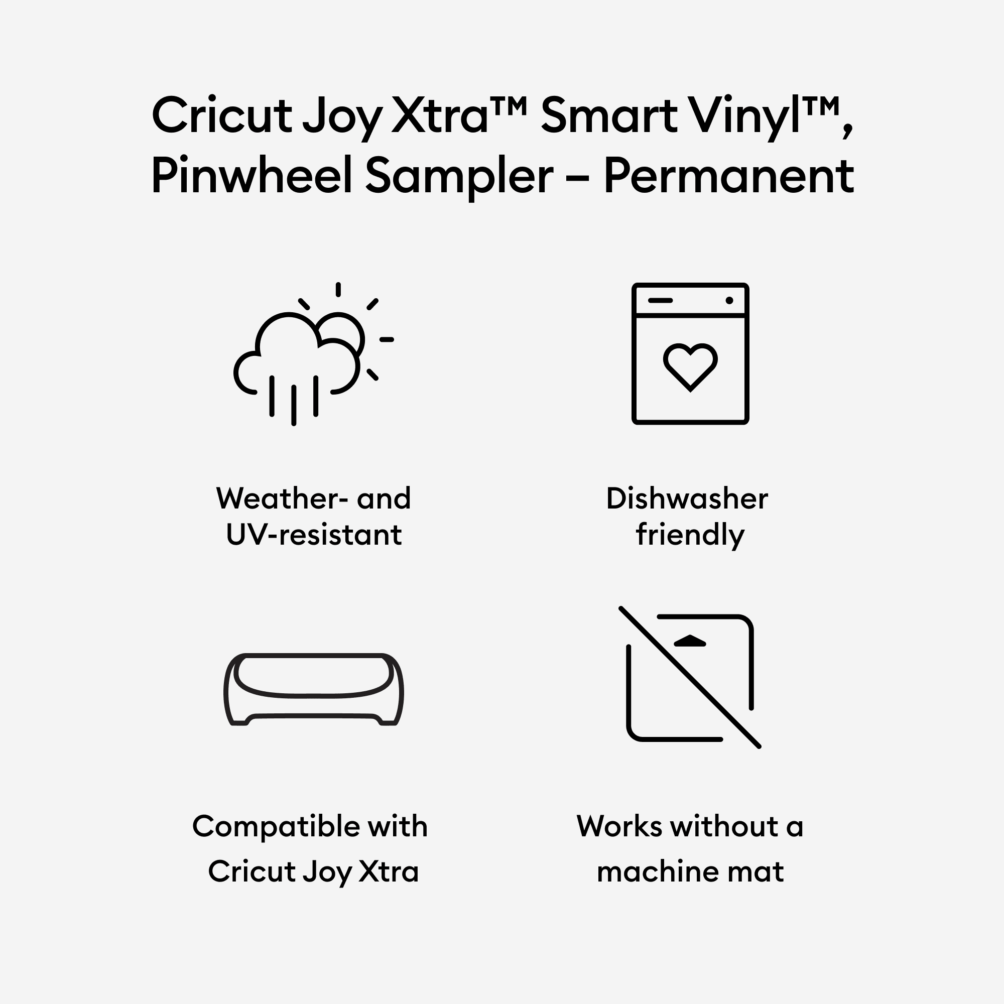 Cricut Joy Xtra™ Smart Vinyl™ Matless Permanent Vinyl, Pinwheel Sampler (3 ct), 9.5" x 12",Sampler
