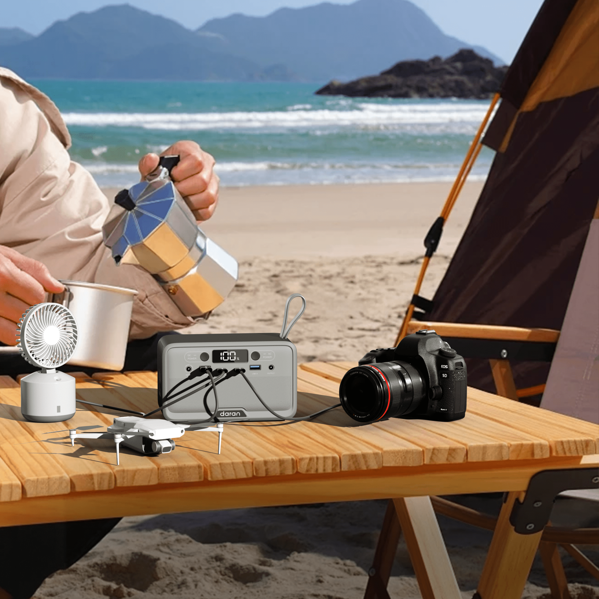 KDJ HOME Portable Power Station 28000mAh LiFePO4 Battery, 100W AC Laptop Power Station, Fast Charging with 4-Port USB & PD