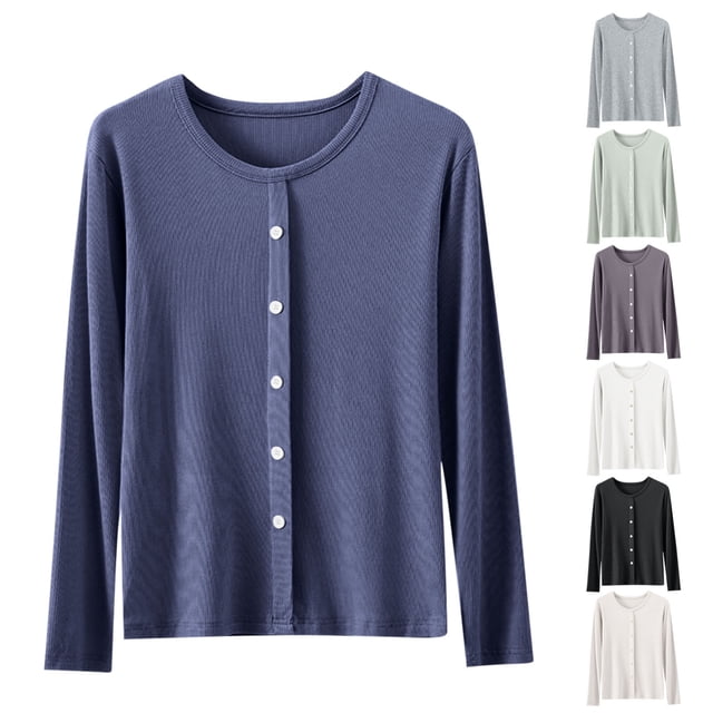 Chaqueta con cremallera,Camiseta de manga larga con cuello redondo para mujer, capa base informal de color liso, tela de poliéster, uso diario, sopatenor