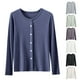thumbnail image 1 of Tops para salir,Camiseta de manga larga con cuello redondo para mujer, capa base informal de color liso, tela de poliéster, uso diario, sopatenor, 1 of 9