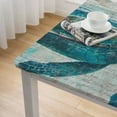 thumbnail image 4 of HAOXIT Ocean Turtle Square Fitted Tablecloth Seawater Seaweed Ocean Shells Green Elastic Edge Tablecloth Waterproof Oilcloth Table Cover 46*46, 4 of 7