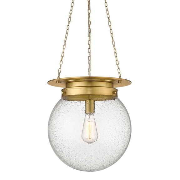 7506P13-HBR-Z-Lite-Calhoun - 1 Light Pendant In Traditional Style-14.75 Inches Tall and 13 Inches Wide-Heritage Brass Finish-Clear Seedy Glass Color