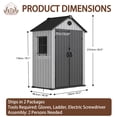 thumbnail image 5 of EHHLY 5.3x3.4 FT Resin Outdoor Storage Shed, 135 Cuft Garden Tool Sheds & Outdoor Storage Plastic Shed with Floor, 7FT Tall Outside Lawn Mower Storage Shed with Side Window, Cemented Grey Black, 5 of 9