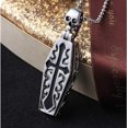thumbnail image 5 of Collar con colgante de ataúd de calavera con cruz DIY con apertura magnética, collar de lana de calavera, colgante con medallón, joyería de Halloween punk vintage oscura, regalo para hombres, 5 of 5
