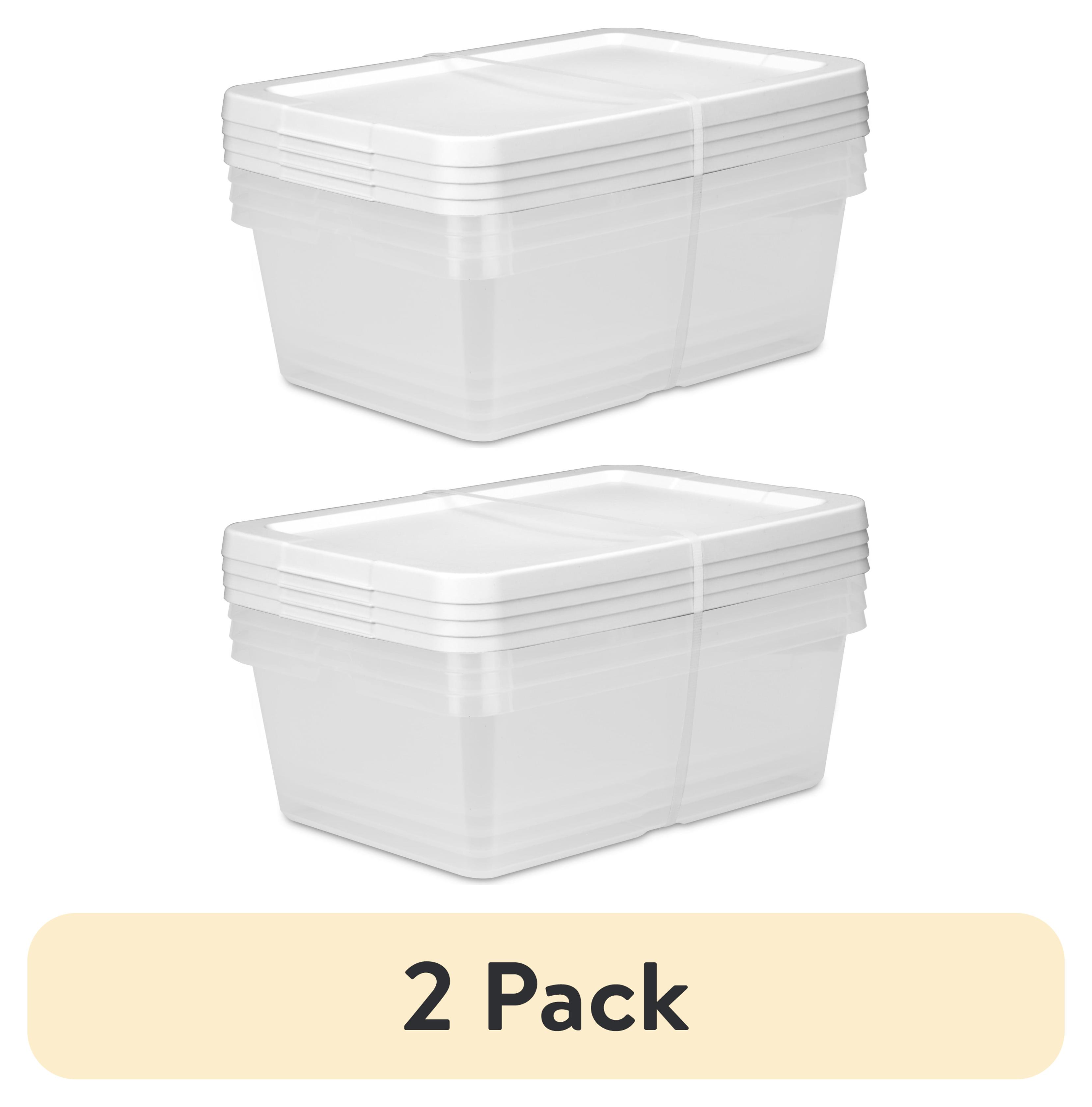 (2 pack) Sterilite Set of (4) 12 Quart Storage Boxes, Clear Plastic Storage Bin with Snap-on Lid, White
