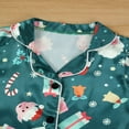 thumbnail image 4 of 2 Piece Girls Boys Print Satin Pajama Set Button Down Long Sleeve Top and Pants Sleepwear, 4 of 7