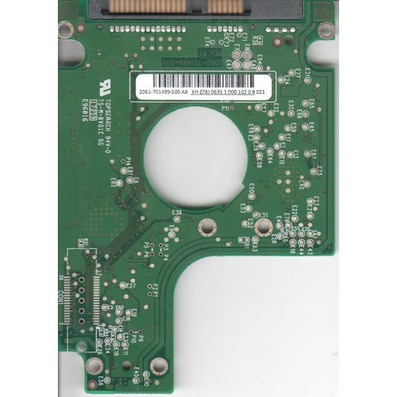 WD1600BEVS-08VAT1, 2061-701499-E00 AB, REV P1, WD SATA 2.5 PCB