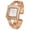 Rose Gold with White Dial, variant on Golden Square Cuff Bangle Watch for Women Elegant Open Bracelet Quartz Wristwatch