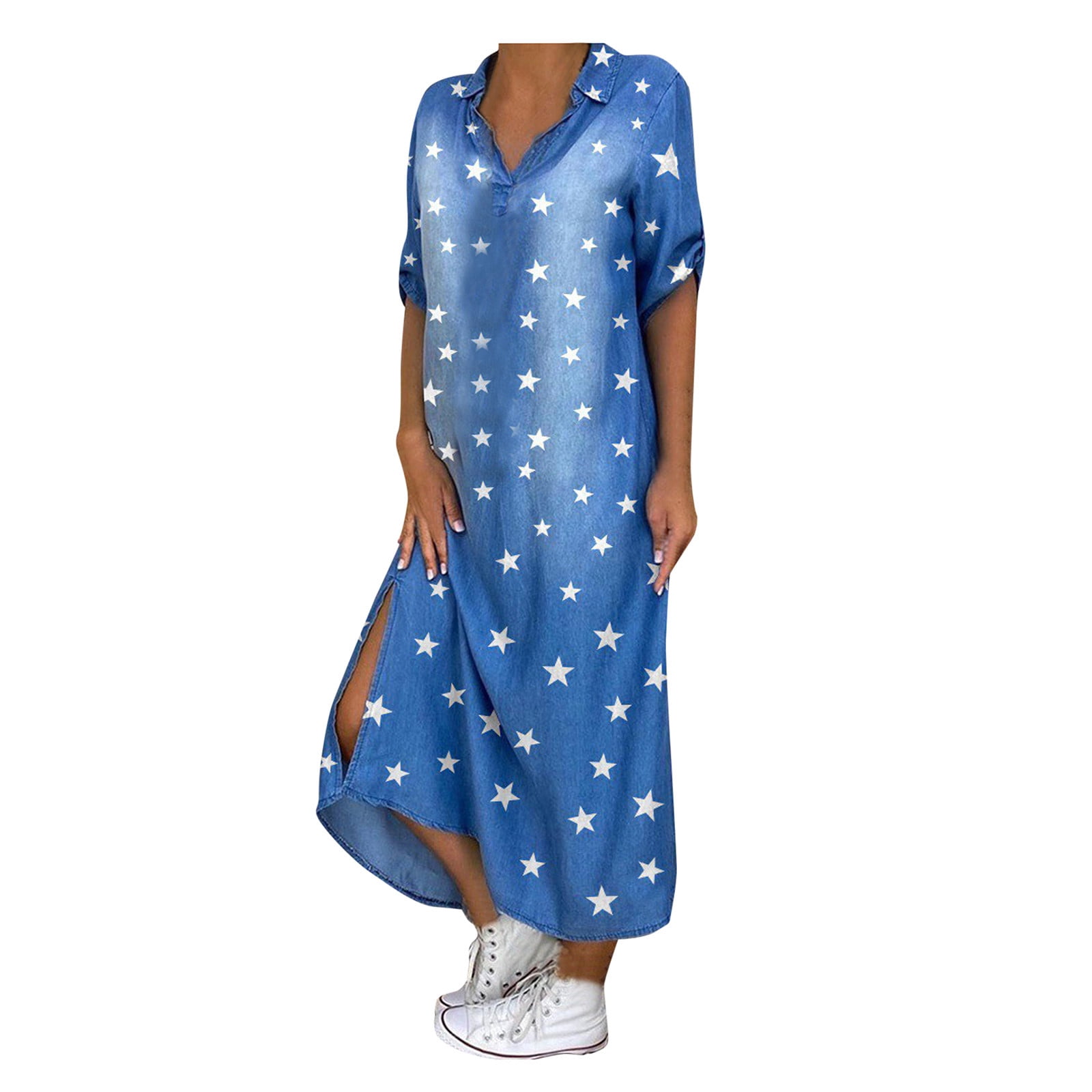 Women Baggy Tunic Dress Casual Short 