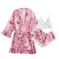 thumbnail image 2 of Womens Soft Pajama Clearance- Silk Satin Bathrobes Sexy Printed Plus Size Robe Sleepwear Pink Size L, 2 of 9