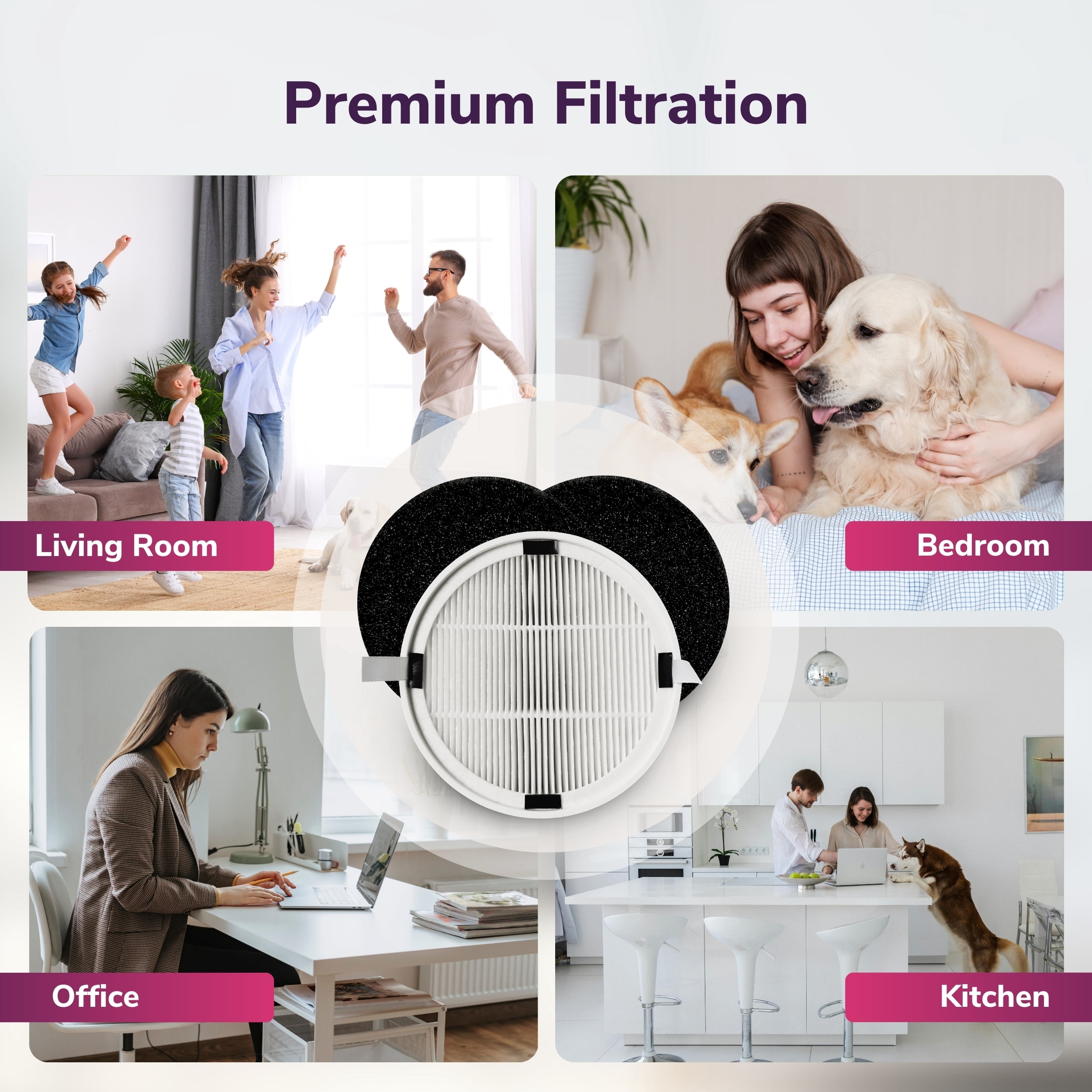 Hunter Fan H-HF125-VP Replacement Filter Value Pack for HP125 Series Air Purifiers, 1 HEPA