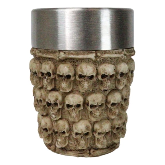 Set Of 4 Gothic Ossuary Graveyard Morphing Skulls And Spine Bones Shot Glass