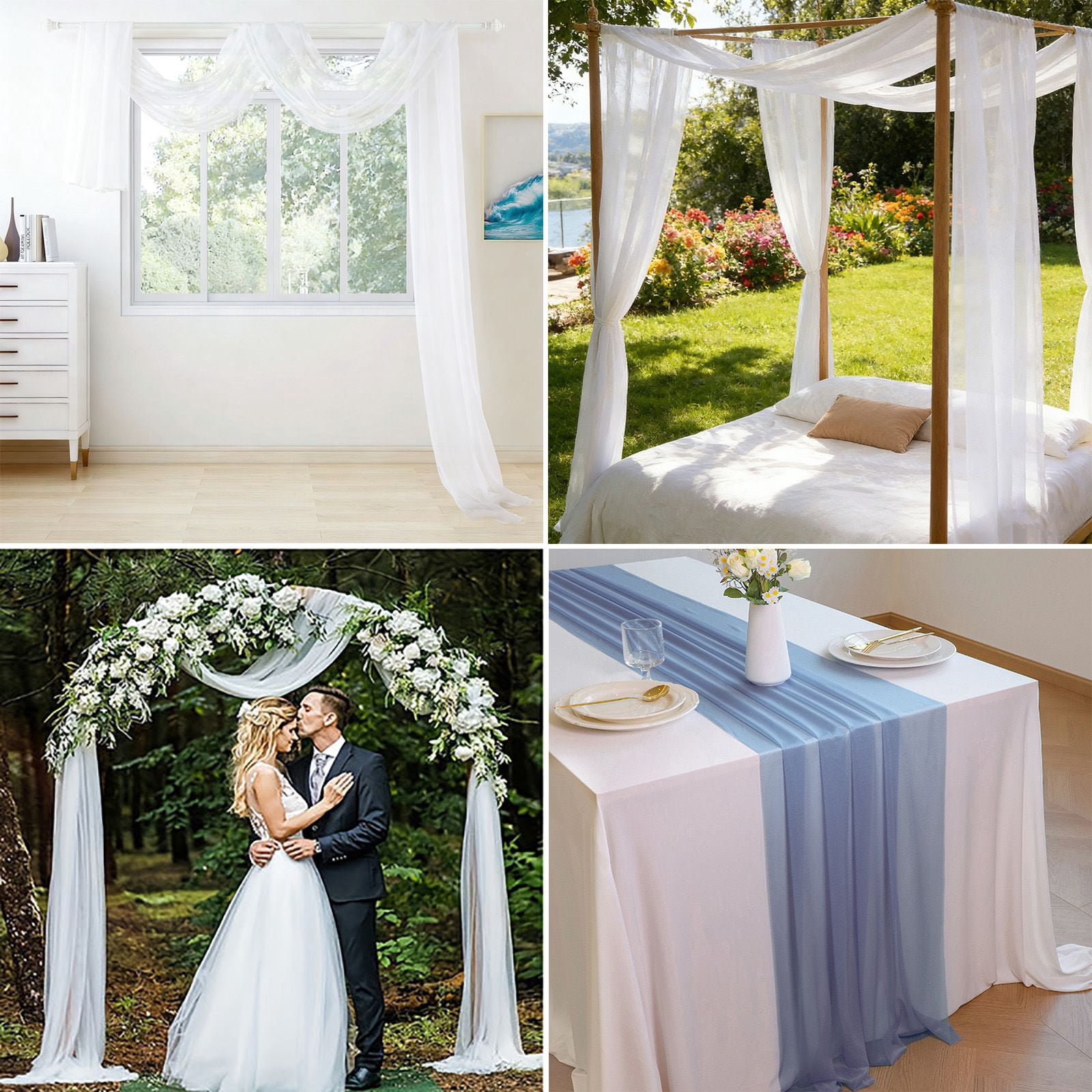 Canopy Bed Curtains Princess Bed Canopy Scarf Valance for Full/Queen Metal Bed Frame,Wood Frame Bed-2 Panel Sheer Curtain Canopy Bed Drapes