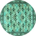 thumbnail image 1 of Ahgly Company Machine Washable Indoor Round Persian Turquoise Blue Traditional Area Rugs, 6' Round, 1 of 4