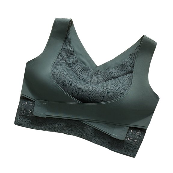 Njagoc3 Women's Lace Back Sports Bra Cross Strap Side Hook Non Slip No Wire Seamless Yoga Bra with Latex Cups