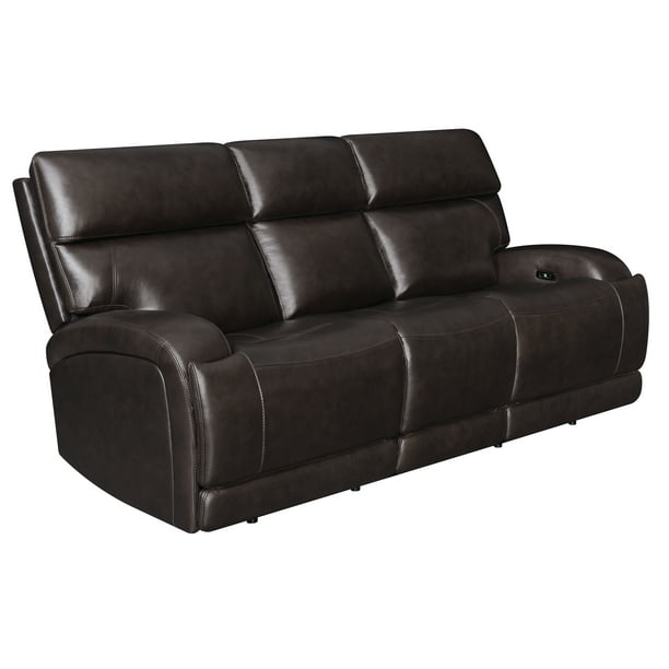 Upholstered Power Sofa Dark Brown, Extra Long Power Reclining Sofa