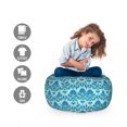 thumbnail image 2 of Damask Storage Toy Bag Chair, Blue Colored Pattern with Western Style Tile Revival Flourish Baroque Influences, Stuffed Animal Organizer Washable Bag, Large Size, Blue Seafoam, by Ambesonne, 2 of 3