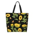 thumbnail image 2 of Bingfone Canvas Tote Bag For Women With Inner Pocket Aesthetic Cute Shopping Tote Bags Reusable Grocery Bags-Bees And Sunflowers, 2 of 9