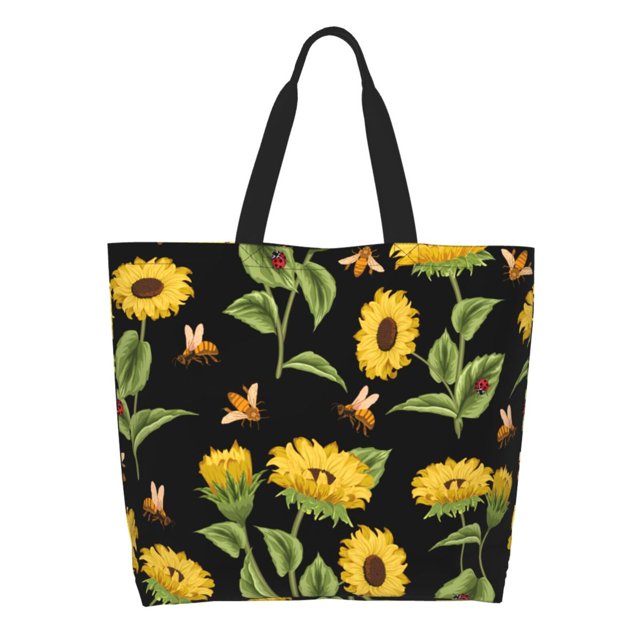 Easygdp Bees and Sunflowers Bolsas Tote para Mujer, Bolsos de Hombro para Viaje, Bolsos de Mano de Gran Capacidad para Compras y Trabajo