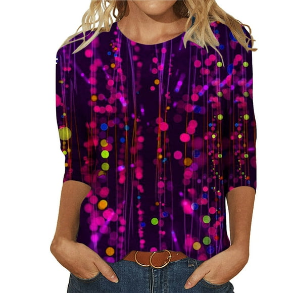 Alitao Sweatshirt for Women Long Sleeve Shirts Sequin T Shirt Design Three Sleeved Round Neck Fashion Top Blouses for Women Fall Outfits Beige 4XL