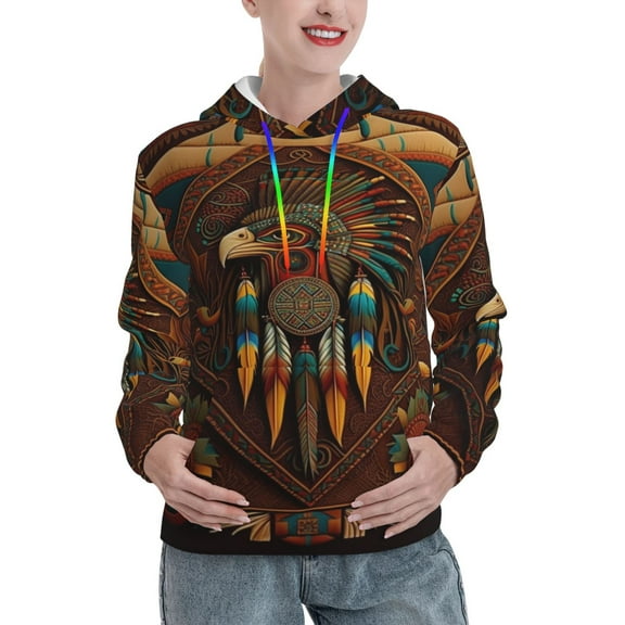 Women's Hoodie Pullover Casual Hooded Sweatshirt 3D, Southwestern Ethnic Art Native