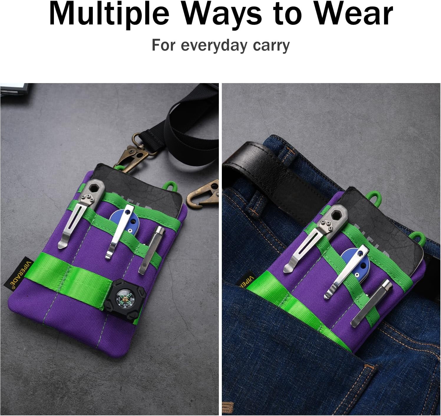 VIPERADE VE1 Pocket Organizer, EDC Pouch for Men, EDC Organizer Storage EDC Gears, Multitool Pocket Pouch Hold Your Flashlight/Pocket Knife, Pen, Notebook
