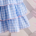 thumbnail image 4 of SGFCWSX Girls Summer Dress Spaghetti Strap Gingham Bow Front Tiered Ruffle Casual Beach Playwear Party Dress Blue Size 6-9 Months, 4 of 7
