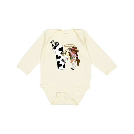 

Inktastic I m One-cowgirl Riding Horse Birthday Gift Baby Girl Long Sleeve Bodysuit