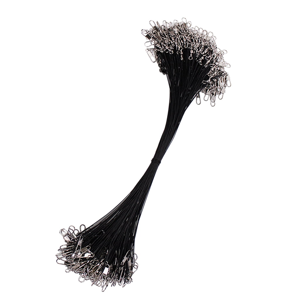 Nishiyuenyi 200Pcs 30cm Anti-Bite Fishing Wire Leader Steel Leaders Lines with Swivels