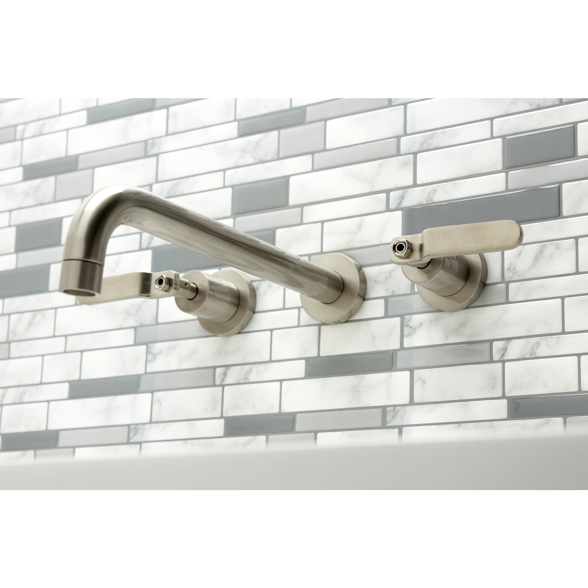 Kingston Brass KS8058KL Whitaker Two-Handle Wall Mount Roman Tub Faucet, Brushed Nickel