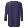 thumbnail image 5 of Hueook Women's Tops Ladies' Easter Print Round Neck Three Quarter Sleeve 3/4 Sleeve T-shirt Loose Purple 3X, 5 of 5