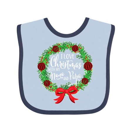 

Inktastic I Love Christmas with My Nana and Papa Wreath Gift Baby Boy or Baby Girl Bib