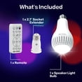 thumbnail image 4 of Bell + Howell RGB Speaker Light Bulb with Remote, 450 Lumens 3 Brightness Levels, E26 with Socket Extender, Sync up to 10 Bulbs, LED White Light, Color Changing Bulb, Dimmable Bluetooth, 4 of 9